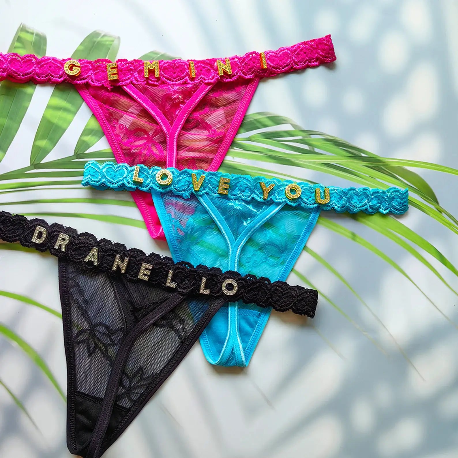 Custom Letters Name Thong Panties Personalized Thong With Jewelry